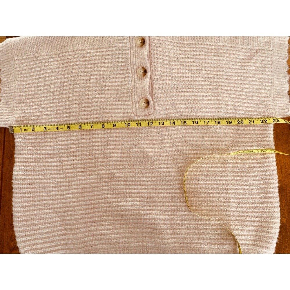 NEW FRNCH Meggy Rose Pale Short Sleeve Mock Neck Sweater M - Picture 7 of 8